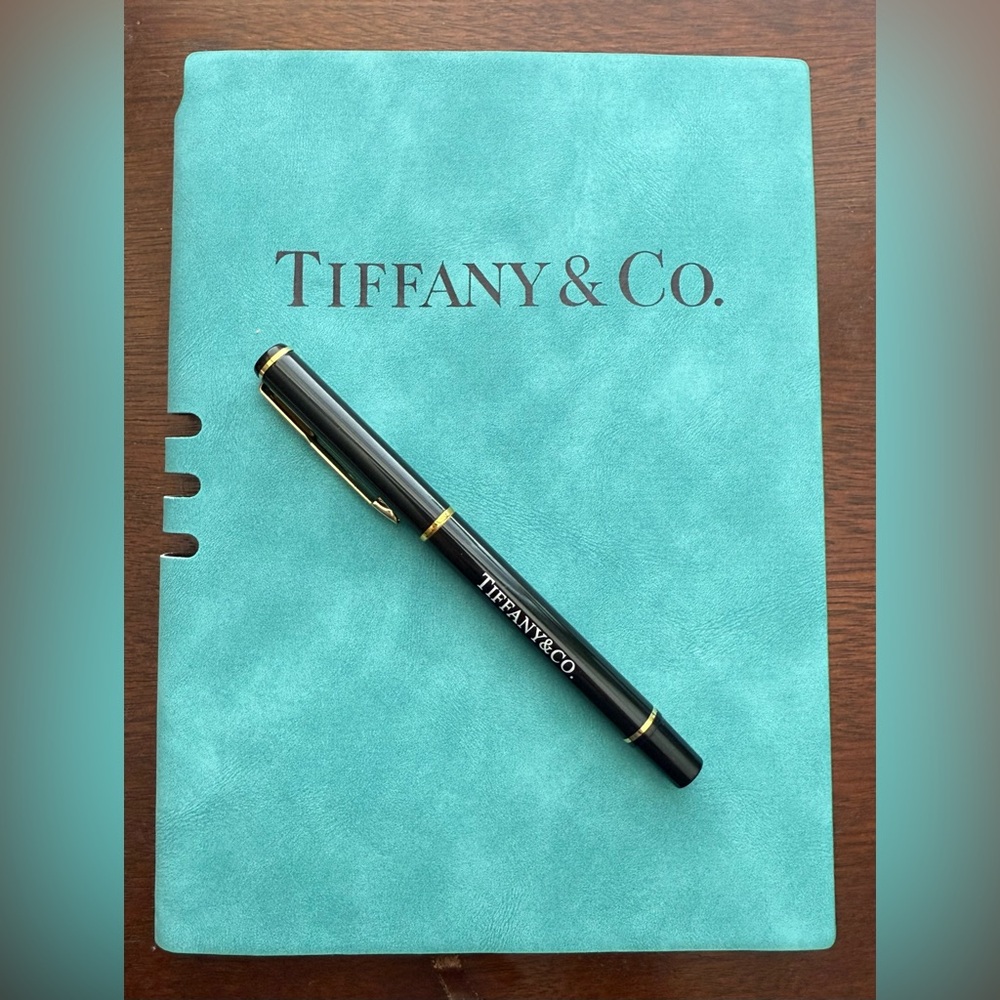 Tiffany & Co Blue Suede Notebook Pen Gift Set Journal Diary